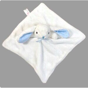 Nuby Bunny Rabbit Lovey Plush Security Blanket 14" Blue White Embroidered Eyes